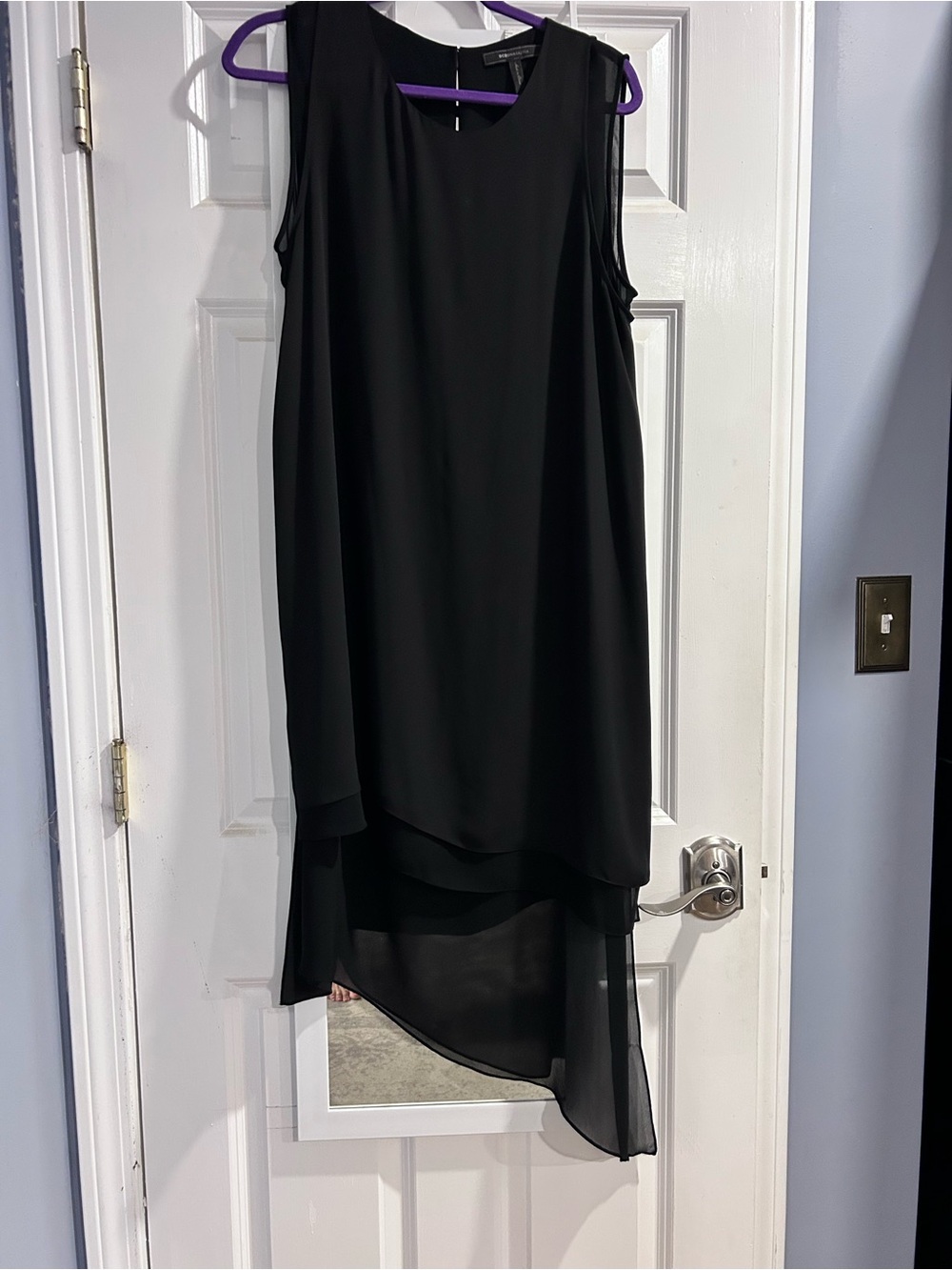 BCBGMaxAzria Black Sleeveless High-Low Chiffon Dress